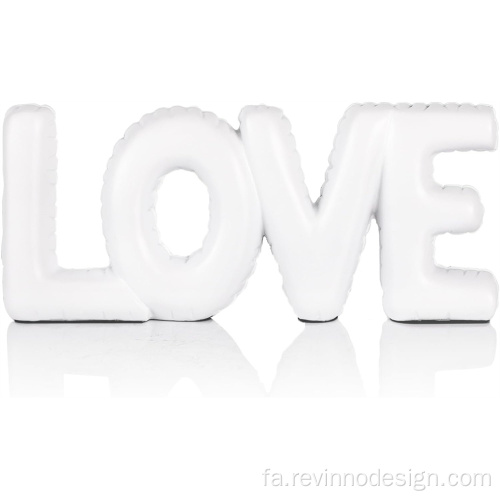 نامه های عاشقانه سفید مجسمه رزین بزرگ عشق
